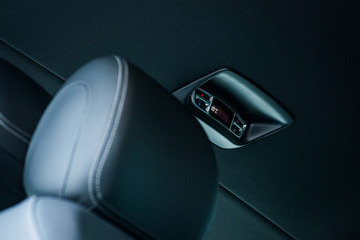 Luxury car interior details. Upper control console © Room 76 Photography