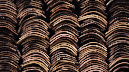 Stack of old Chinese roof tiles