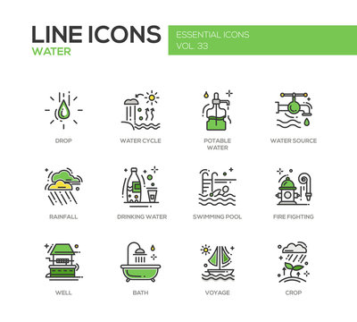 Water - line design icons set
