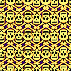 Seamless pattern with skull silhouette. Vector clip art.