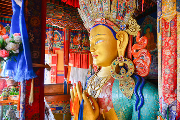 Future buddha or Maitreya Buddha 28th at Thiksey Monastery, Leh Ladakh, India