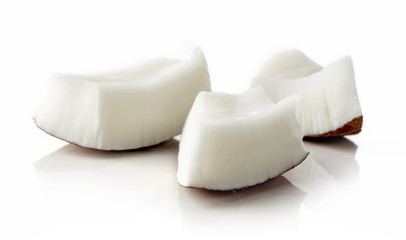 Coconut close up isolated on white