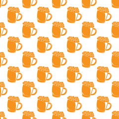 Beer seamless pattern. Beer mug background. Beer cup. Vector illustration.
