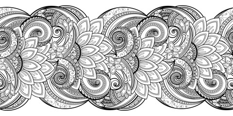 Vector Seamless Monochrome Floral Pattern