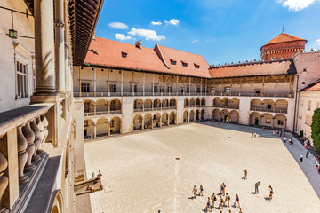 Wawel Castle, Cracow, Poland. The tiered arcades of renaissance courtyard.