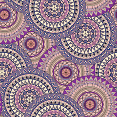 Hand drawn mandala ethnic seamless pattern.