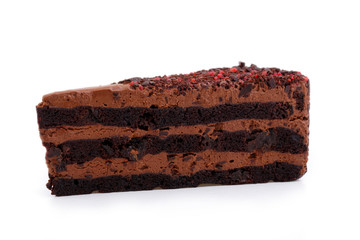 Delicious vegetarian brownie isolated on white background.