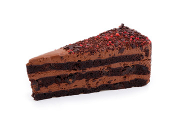Delicious vegetarian brownie isolated on white background.