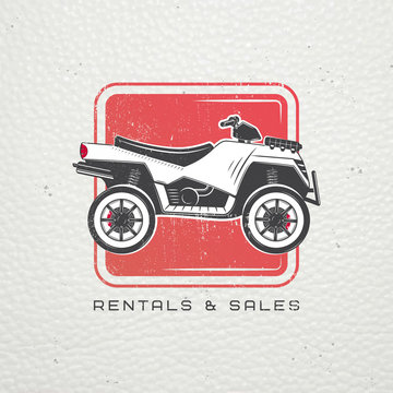 Rent, sale and repair - bicycles, mopeds and scooters. Bicycling Club. Detailed elements. Old retro vintage grunge. Scratched, damaged, dirty effect. Typographic labels, stickers, logos and badges.