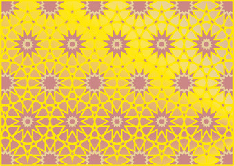 Colorful geometric figures Arab and oriental imitating stained glass dark red and golden