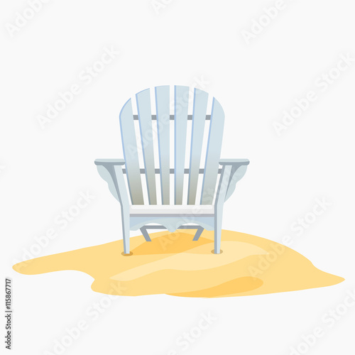 "Adirondack chair standing on the yellow sand" Stock image 