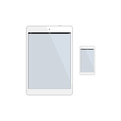 Ultimate web design electronic devices, modern phone, tablet on white background