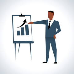 Illustration Of Businessman Giving Presentation At Flipchart