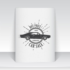 Auto service. Rent a Car. Garage auto. Detailed elements. Typographic labels, stickers, logos and badges. Sheet of white paper.