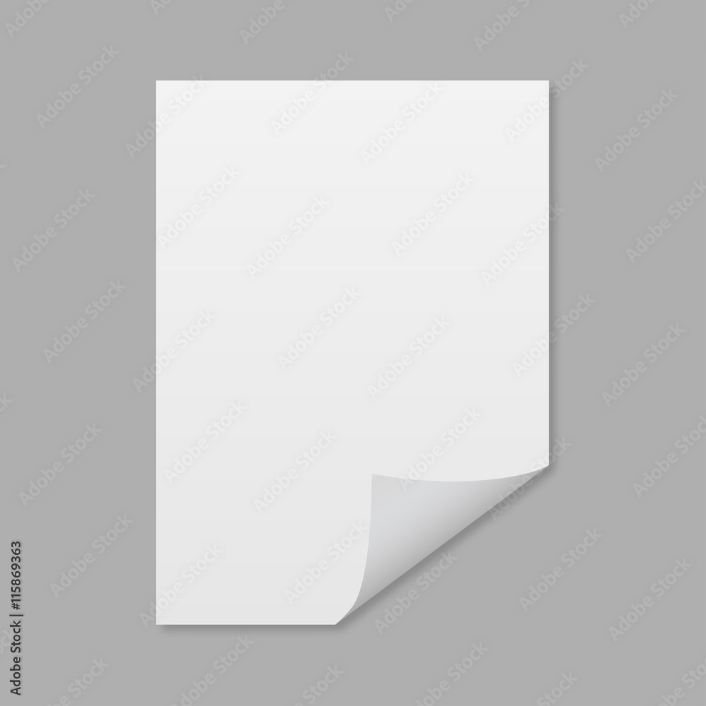 Wall mural empty sheet of paper with the shadow mockup style