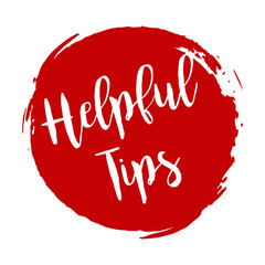 Helpful tips grunge style red colored on white background