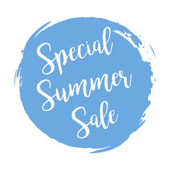 Special Summers Sale grunge style blue colored on white background