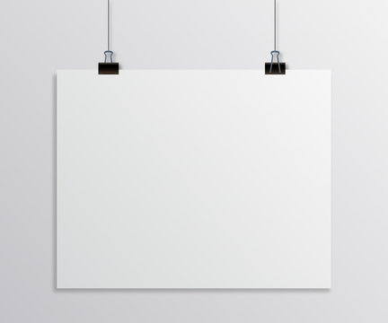 Hanging paper poster on wall poster. Vector illustration