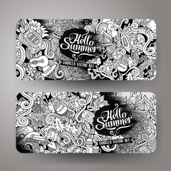 Cartoon vector hand-drawn camp doodle banners