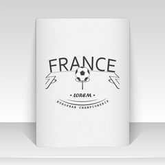 Football Championship of France. Soccer time. Detailed elements. Old retro vintage grunge. Scratched, damaged, dirty effect. Typographic labels, stickers, logos and badges.