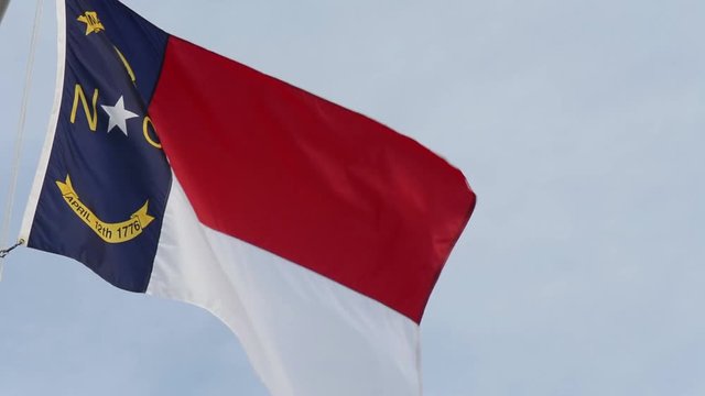 North Carolina Flag waving in the breeze at Washington, NC