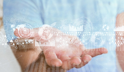 Fototapeta premium Businessman using digital graph interface