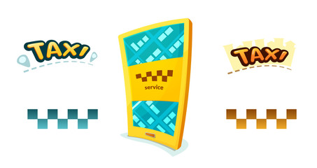 Smartphone with app Taxi, vector illustration