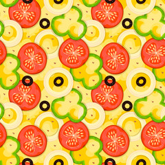 Pizza vector seamless pattern