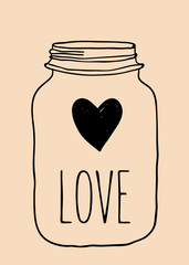 Illustration of hand drawn doodle jar isolated on white background