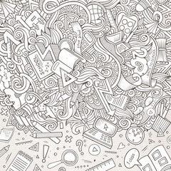 Cartoon cute doodles hand drawn school frame