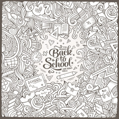Cartoon cute doodles hand drawn school frame