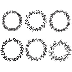 Set hand-draw vector victory laurel wreaths wedding, stationary, branding or table number.