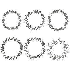 Fototapeta premium Set hand-draw vector victory laurel wreaths wedding, stationary, branding or table number.