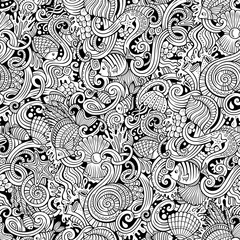 Cartoon doodles under water life seamless pattern