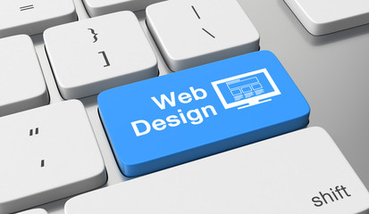 Web design text written on keyboard button