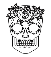 skull and flowers tattoo isolated icon design, vector illustration  graphic 