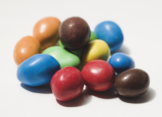 colorful candies dragee on a white background