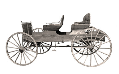Fototapeta na wymiar Old weathered buggy on a white background
