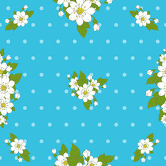Seamless vector pattern of floral and dots.