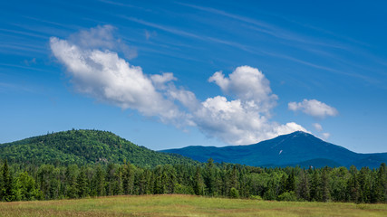 Panoramic view of Whiteface Mountain as seen from Lake Placid in New York State