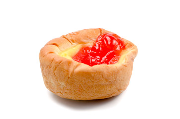 strawberry marmalade on bread slice isolated on white background