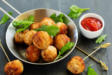 Homemade meatballs with cream sauce.