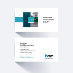 Vector business card template with geometric shape and overlap e