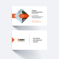 Vector business card template with geometric shape and overlap e
