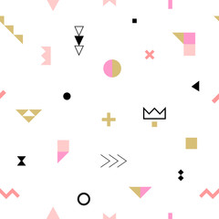 Magic unicorns seamless pattern with golden glitter texture. Vector illustration