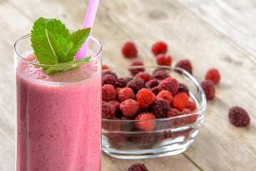Healthy and appetizing raspberry smoothie