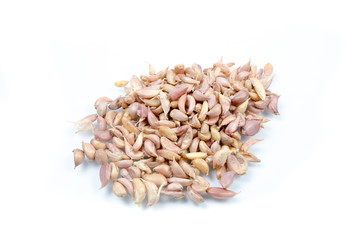 garlic eat good health on white background.