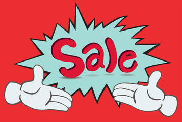 cartoon two hand and sale