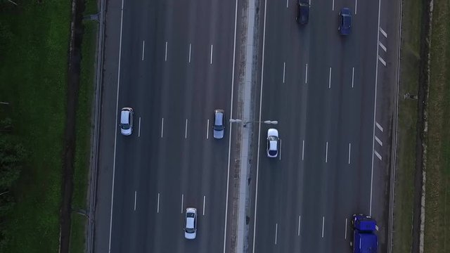 Close-Up Aerial View of Traffic on the Motorway