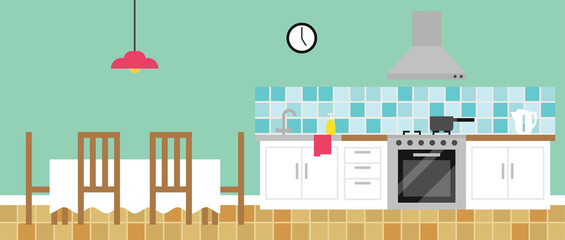 Background Illustration Of Empty Kitchen